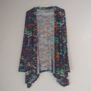 Logo Lori Goldstein women's size M Long sleeve multicolored cardigan sweater